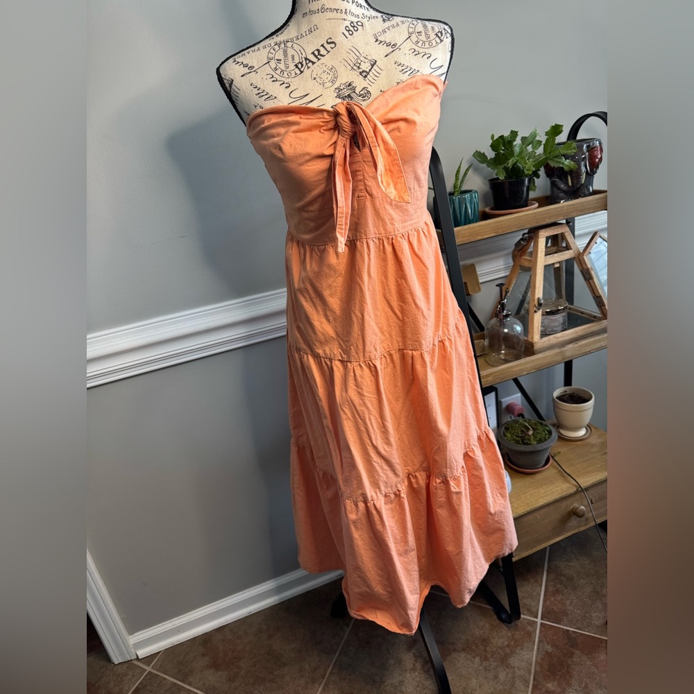 Elegant Strapless Coral Dress